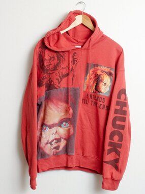 Childs Play Chuckie Hoodie Mens M (38-40) Red Horror Pullover